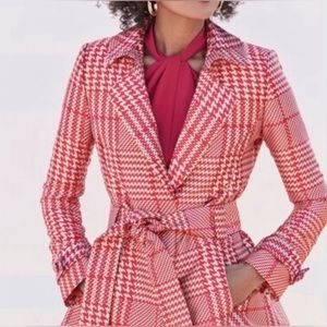 WHBM houndstooth jacket lined sash belt barbiecore medium like new pockets
